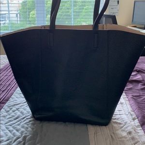 Black leather tote